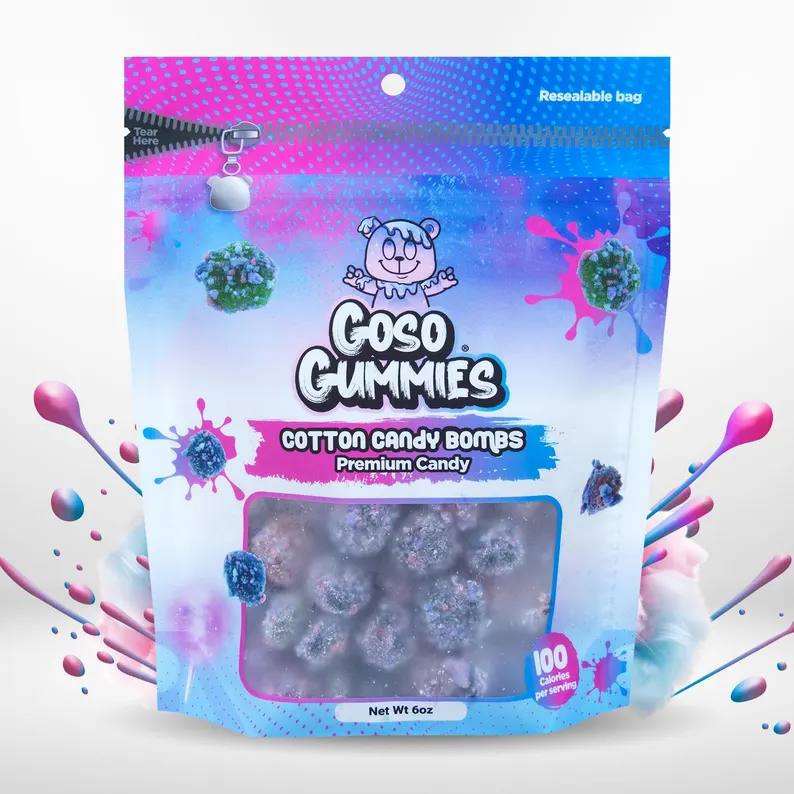 Goso Gummies 18oz Flavor Viral Gushers Bombs Trio – Sour Blue Razz Gushers, Spicy Chamoy Gushers, & Cotton Candy Gushers