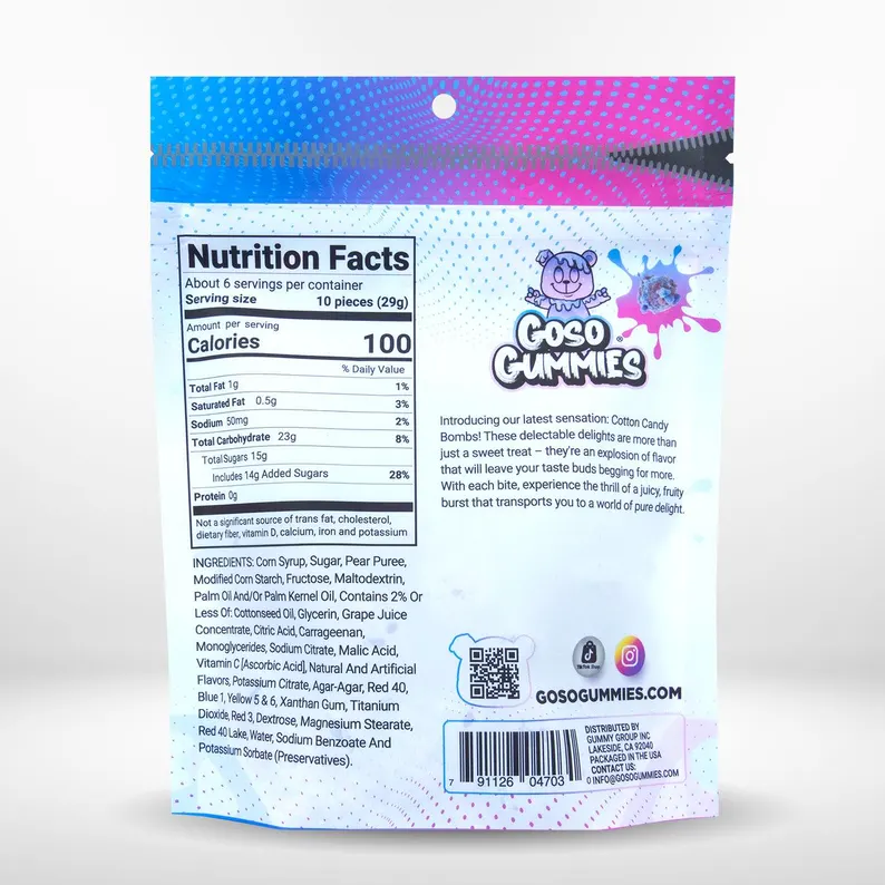 Goso Gummies 18oz Flavor Viral Gushers Bombs Trio – Sour Blue Razz Gushers, Spicy Chamoy Gushers, & Cotton Candy Gushers